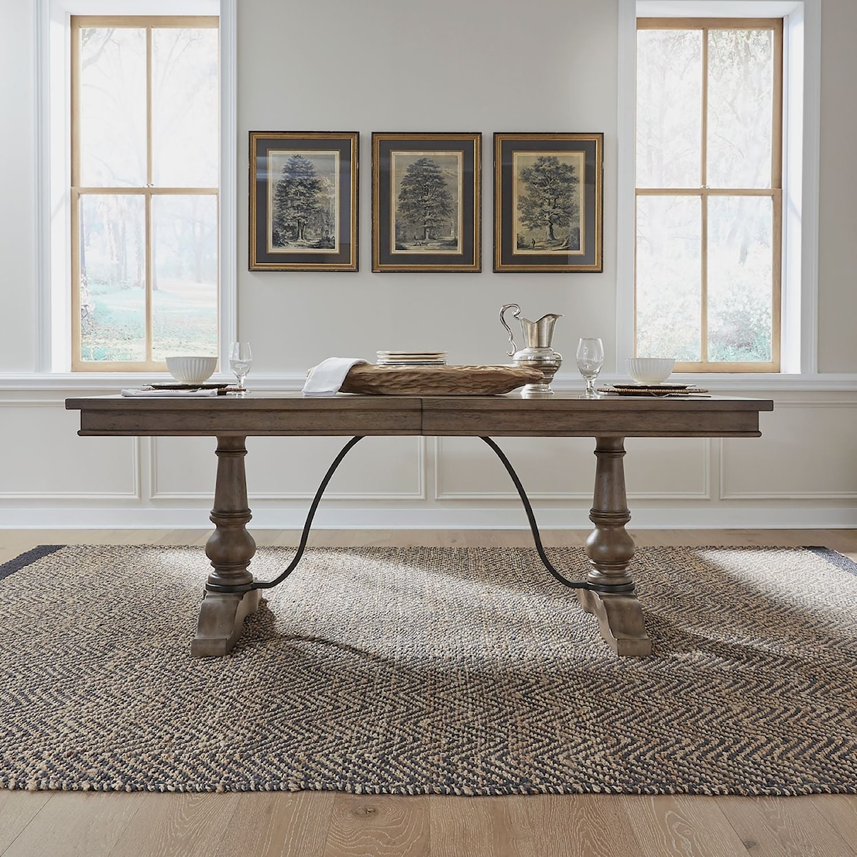 Liberty Furniture Americana Farmhouse Rectangular Trestle Dining Table