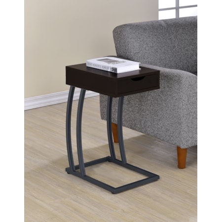 1-drawer C-Shaped Side Table Power Outlet