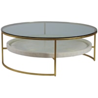 Transitional Round 50-Inch Cocktail Table with Glass Top