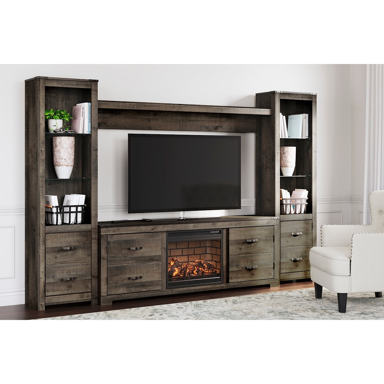 Signature Design by Ashley Trinell Entertainment Center with Fireplace