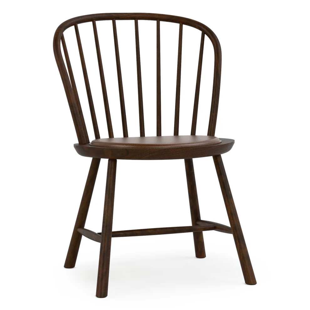 Spindle-Back Dining Chair w/Leather Seat Pad