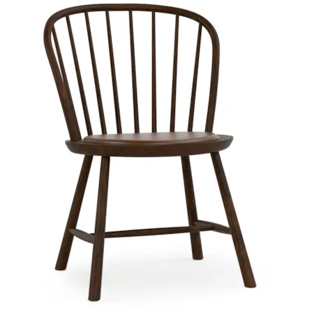 Spindle-Back Dining Chair w/Leather Seat Pad