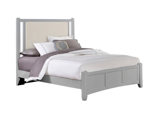 Transitional Upholstered Full Bed with Panel Footboard