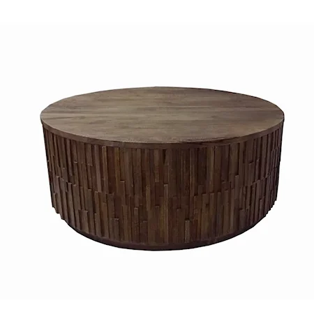 Rustic Contemporary Round Cocktail Table