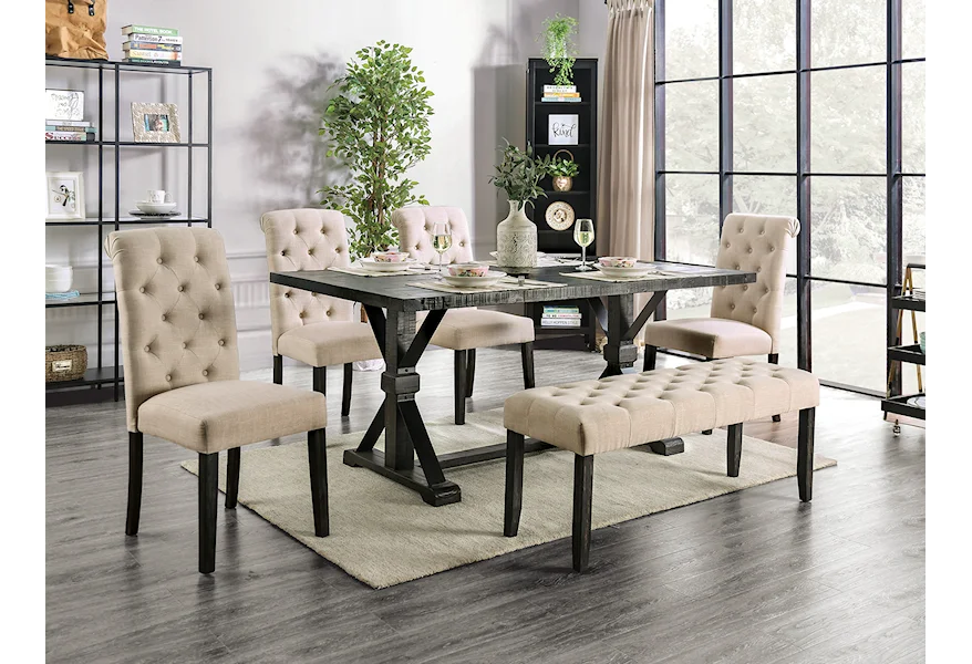 Alfred 6 Pc. Dining Table Set W/ Bench by Furniture of America at Dream Home Interiors