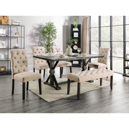 6 Pc. Dining Table Set W/ Bench