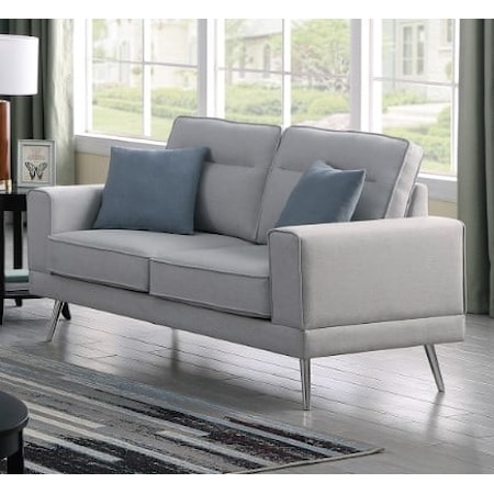 Contemporary Loveseat with Accent Pillows