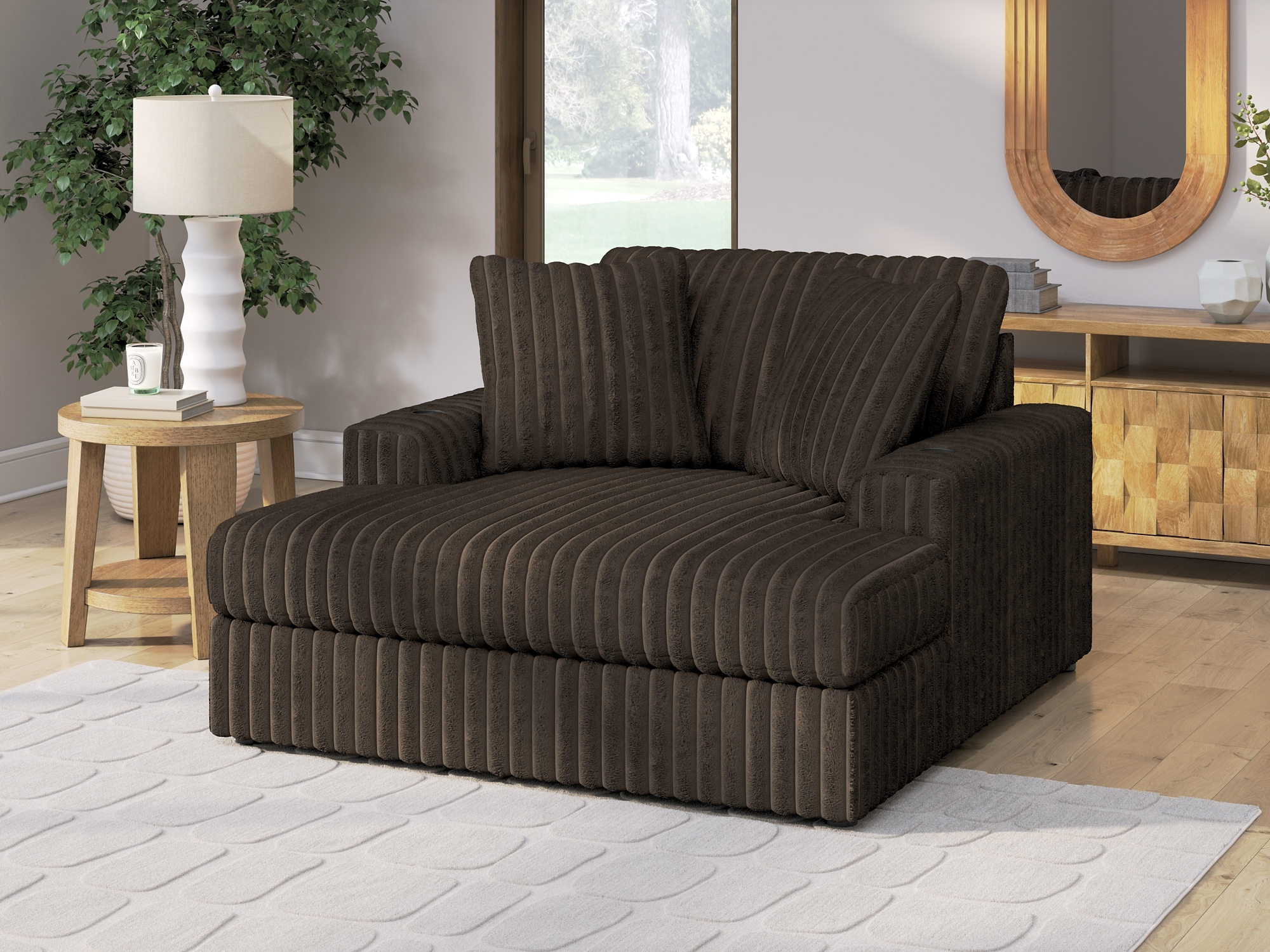 Signature Design by Ashley Midnight-Madness Loveseat, Oversized Chaise And Ottoman