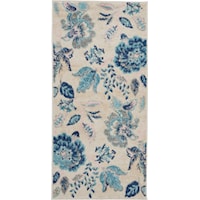 2' x 4' Ivory/Light Blue Rectangle Rug