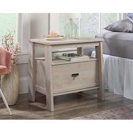 Farmhouse 1-Drawer Nightstand with Storage Shelf