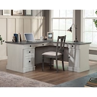 Traditional L-Shaped Office Desk with Drop-Front Keyboard/Mousepad Drawer