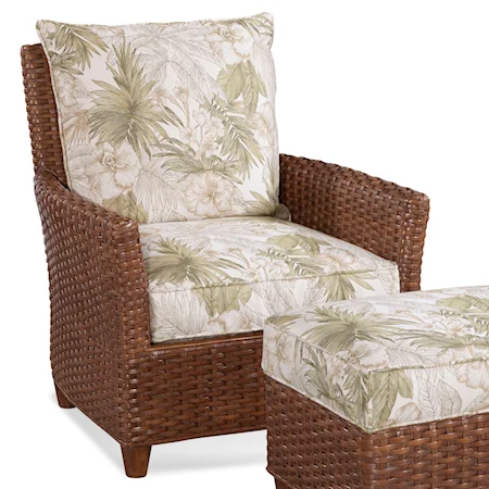 Tropical Accent Chair with Wood Legs