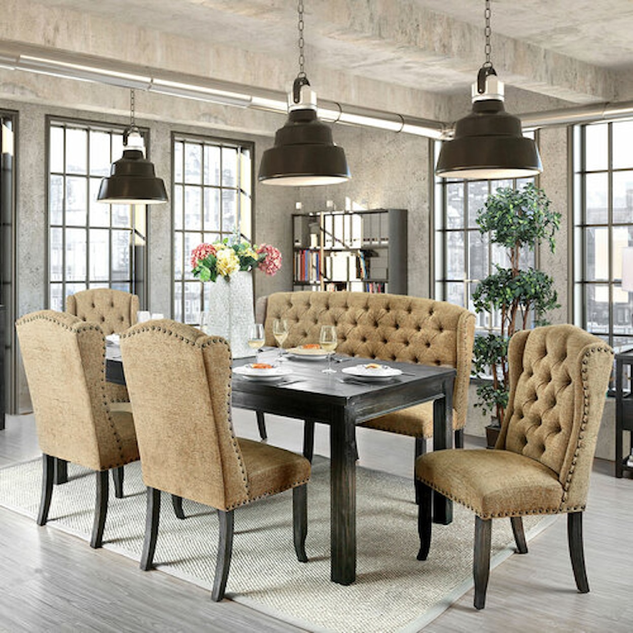 Furniture of America Sania 7-Piece Dining Table Set