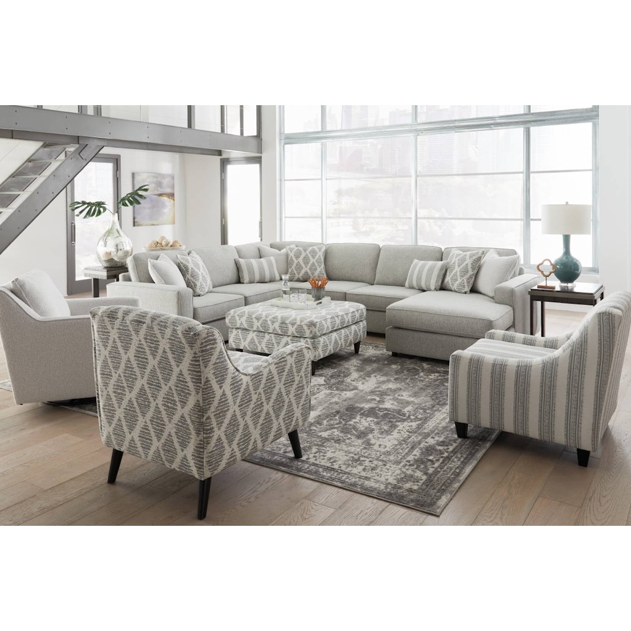 Fusion Furniture 2061 DURANGO FOAM Sectional with Right Chaise