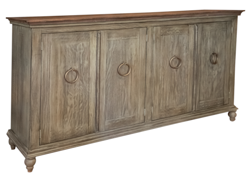 Transitional 4-Door Console with Fixed Shelves