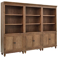 Transitional 6-Shelf Bookcase with Doors and Adjustable Shelves