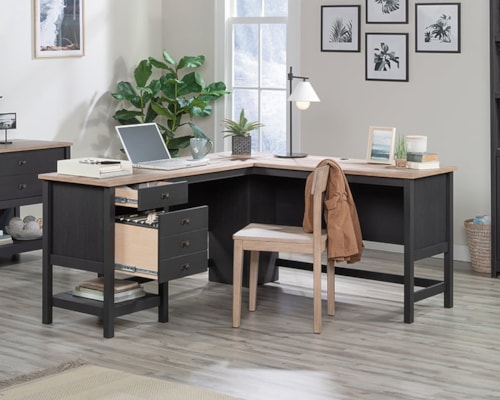 Cottage L-Shaped Desk with File Drawer
