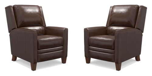 Transitional High Leg Manual Push Back Recliner (Set of 2)