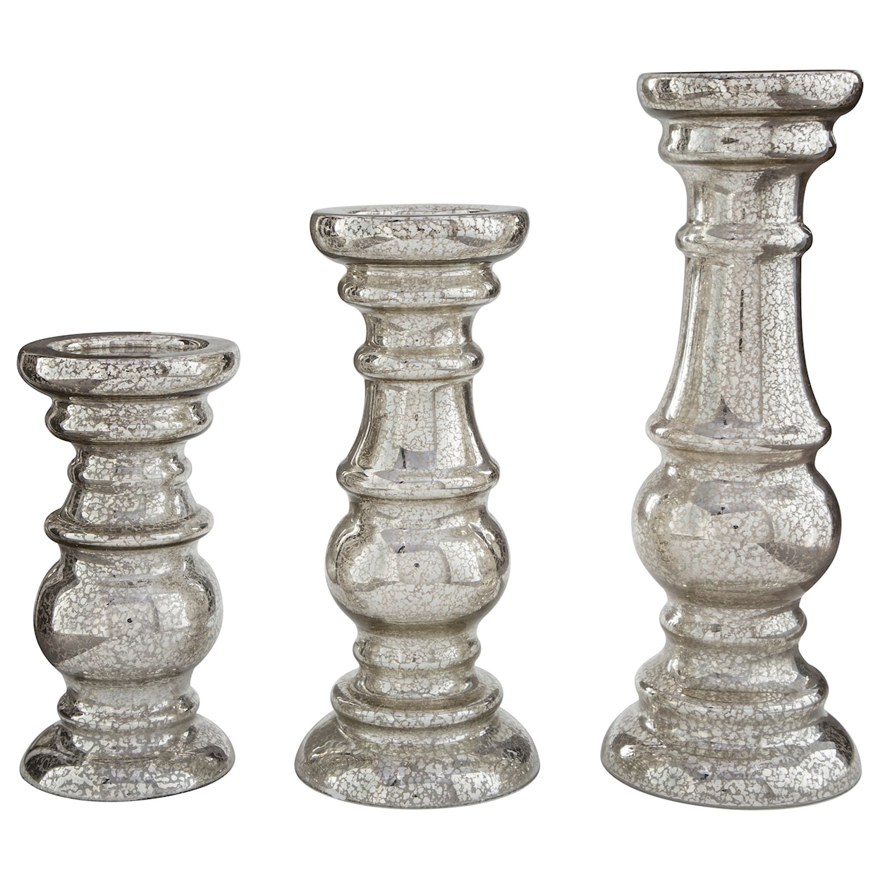 Ashley Accents Rosario Silver Finish Candle Holder Set