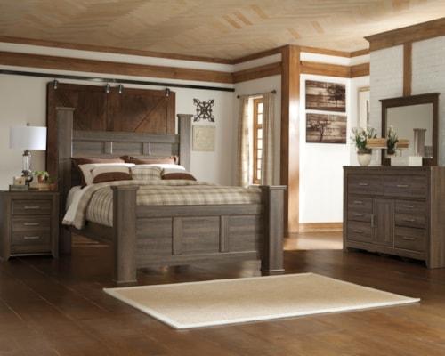 Queen Poster Bed, Dresser And Mirror