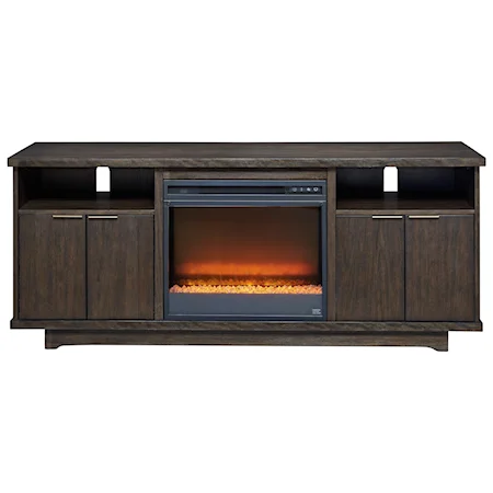 Contemporary 66" TV Stand with Fireplace Insert