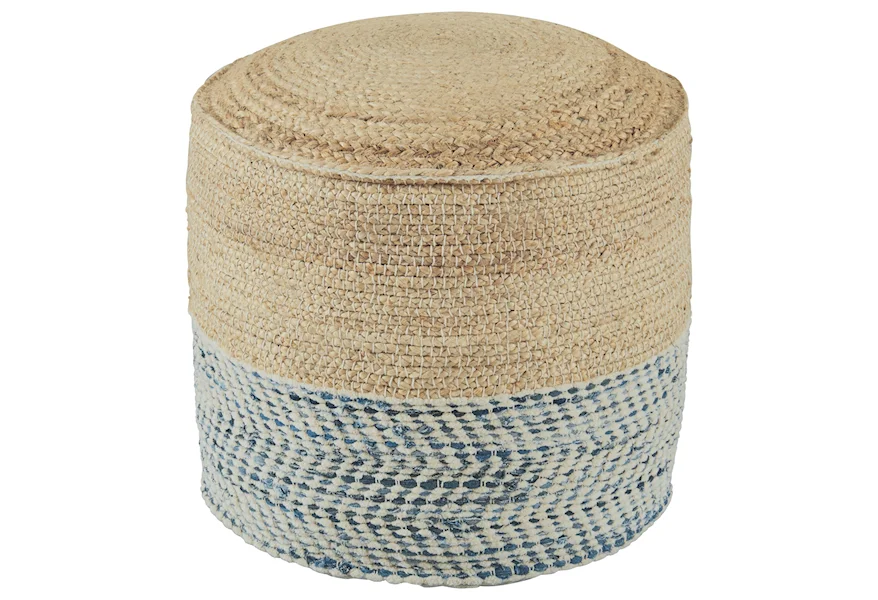 Poufs Matson Natural/Blue Pouf by Signature Design by Ashley at Royal Furniture