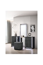 Global Furniture Aspen Contemporary Vanity with Mirror Trim Accents and LED Lights
