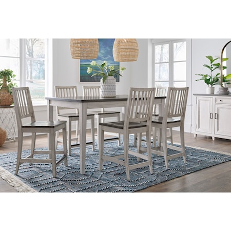 Farmhouse 7-Piece Counter-Height Dining Set