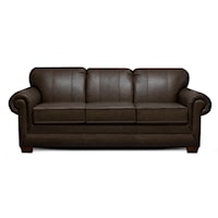 Casual Leather Sofa with Rolled Arms