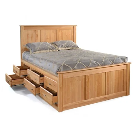 QUEEN ALDER SHAKER CHEST BED WITH 9 STORAGE DRAWERS-6 SMALL & 3 BIG - STOCKED IN DIFFERENT FINISH