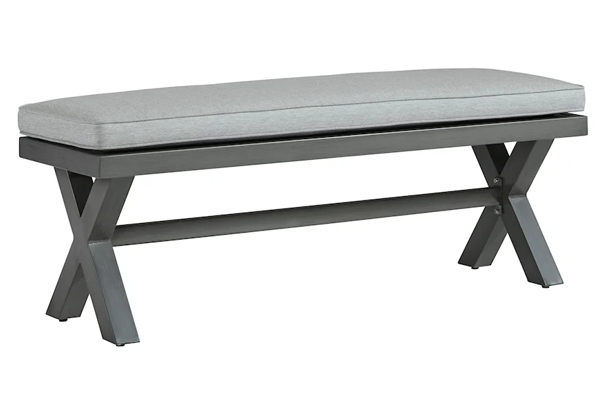 Elite Park Outdoor Bench with Cushion by Signature Design by Ashley at VanDrie Home Furnishings