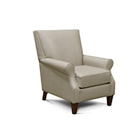 Transitional Leather Accent Chair with Rolled Arms