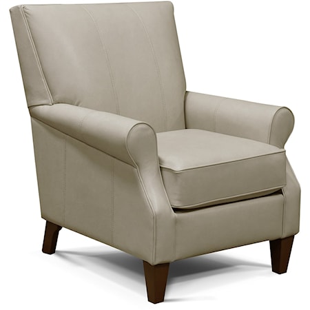 Transitional Leather Accent Chair with Rolled Arms