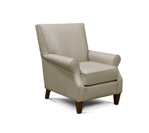 Transitional Leather Accent Chair with Rolled Arms