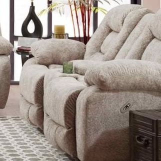 Casual Manual Reclining Loveseat with Storage Console and Cup Holders