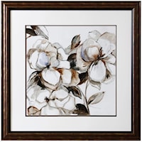 Transitional Framed Floral Print Wall Art with Glass