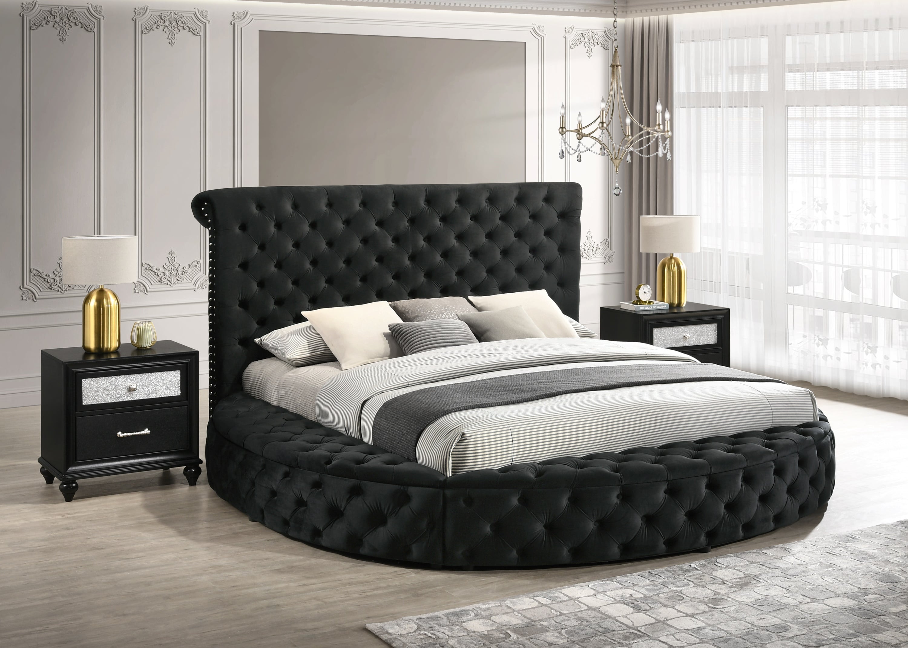 Crown Mark Brigitte Queen Upholstered Bed - Black
