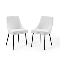 Upholstered Fabric Dining Chairs - Black/White - Set of 2