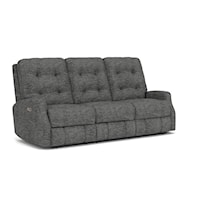 Transitional Button Tufted Power Headrest Reclining Sofa