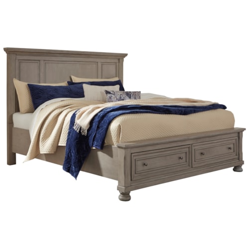 King Panel Bed with Storage Footboard