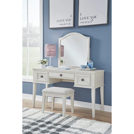 Vanity with Stool and Mirror