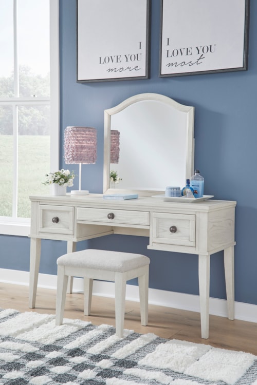 Vanity with Stool and Mirror
