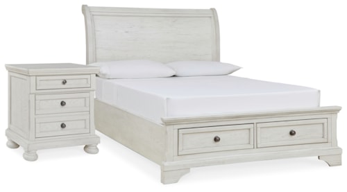 Full Storage Bed And Nightstand