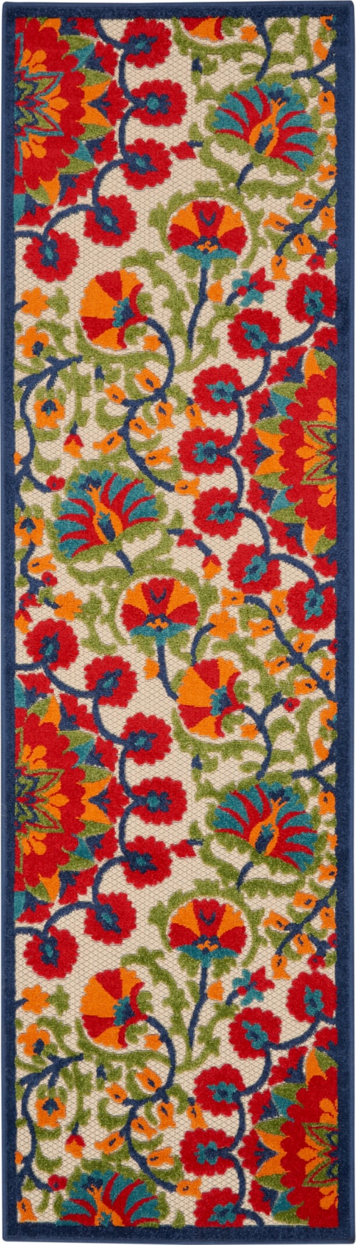 2'3" x 10' Red/Multi Runner Rug