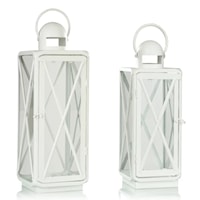 Farmhouse Lantern Set with Matte White Finish in Varying Sizes