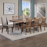 Rustic 9-Piece Dining Table Set with Expandable Leaves