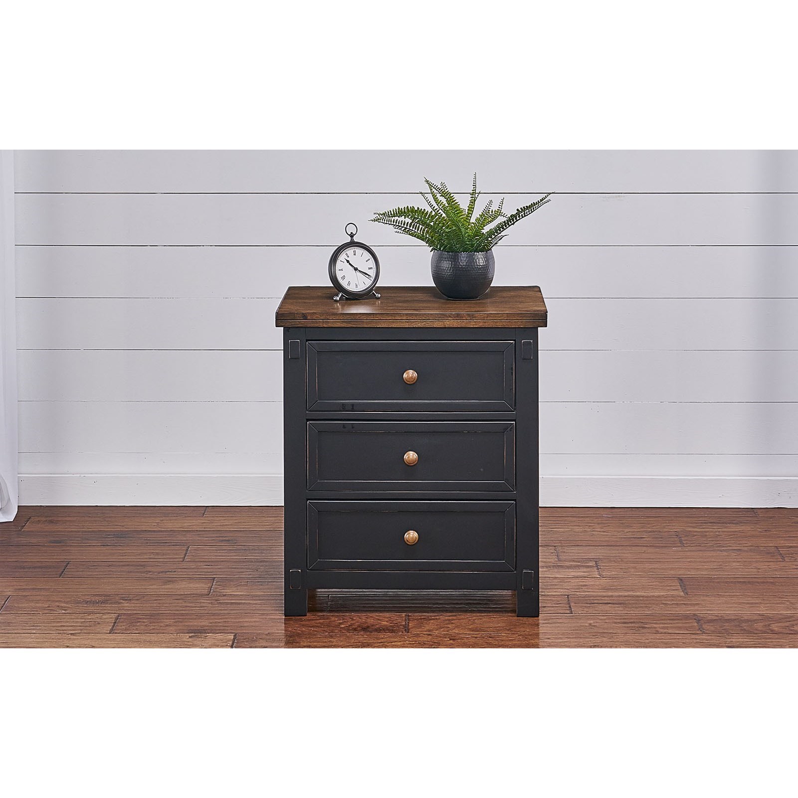 black rustic nightstand