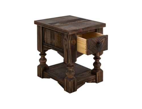 Farmhouse 1-Drawer Chairside Table with Open Shelf