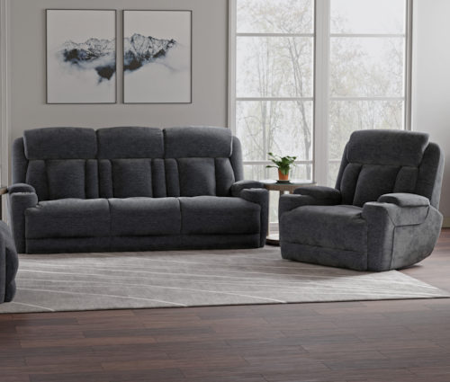 Casual Power Reclining Sofa and Recliner Set with Power Headrests