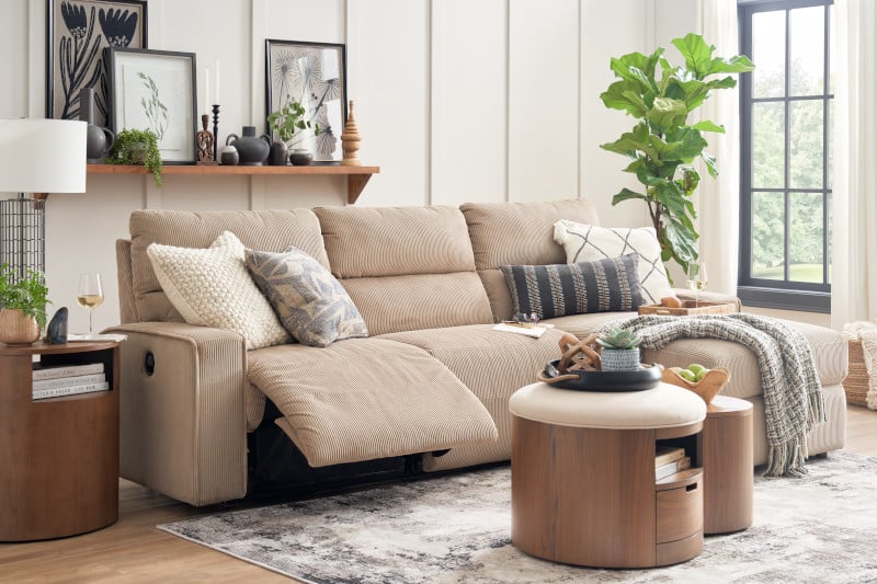 Manual Reclining Chaise Sofa